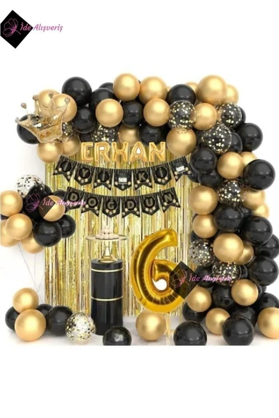 Bkmc 5 Harfli Isim Kral Taçlı 6 Yaş Balonlu Balon Zincirli Doğum Günü Seti Iyi Ki Doğdun ürün görseli