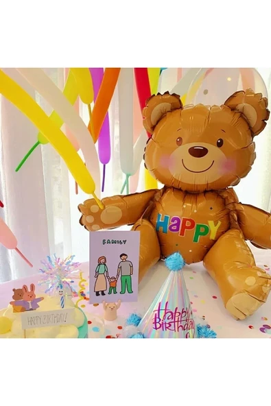 Bkmc AYICIK ZÜRAFA TEMALI FOLYO BALONLU , KREM 2 YAŞ DOĞUM GÜNÜ PARTİ SETİ BALON SETİ - 2