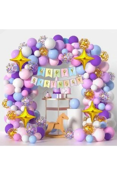 Bkmc UNİCORN MAKORON RENK BALON ZİNCİR SET DOĞUM GÜNÜ PARTİ SETİ SÜSÜ ürün görseli