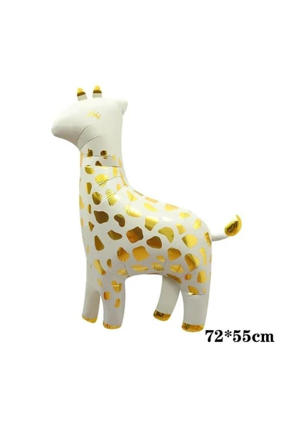 Bkmc AYICIK ZÜRAFA TEMALI FOLYO BALONLU , KREM 9 YAŞ DOĞUM GÜNÜ PARTİ SETİ BALON SETİ - Resim 3