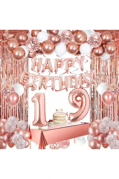 Bkmc Yaş Folyolu Kadınlar Için Rose Gold Doğum Günü Partisi Süsü, Doğum Günün Kutlu Olsun Afişi ürün görseli