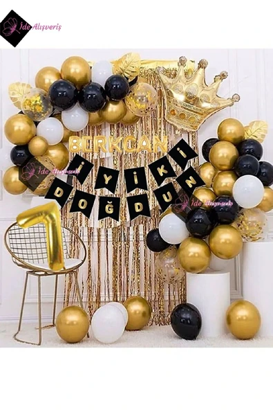 Bkmc 7 Harfli Isim Ve 7 Yaş, Kral Taçlı Balon Zinciri Doğum Günü Seti Iyi Ki Doğdun Doğum Günü Lüks Seti ürün görseli