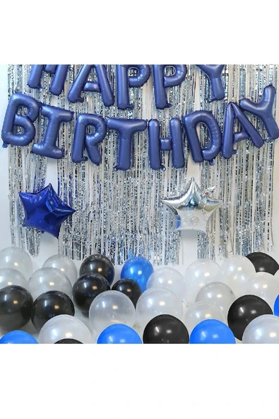 Bkmc Mavi Happy Birthday Folyo Balon Doğum Günü Parti Süslemeler Parti Balonları, - 3