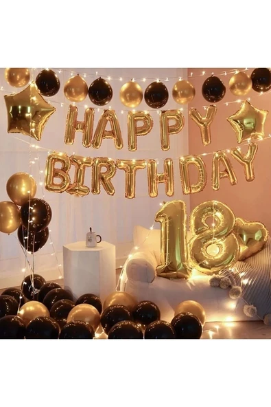 Bkmc Gold Lüks Yaş Happy Bırthday Doğum Günü Parti Süsü - 2