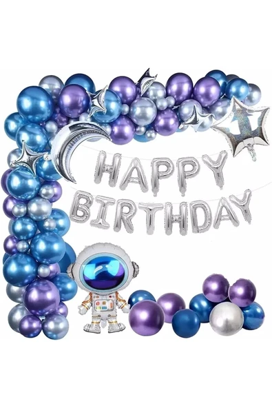 Bkmc Uzay Temalı Doğum Günü Parti Süsü Lüks Balon Set - 2
