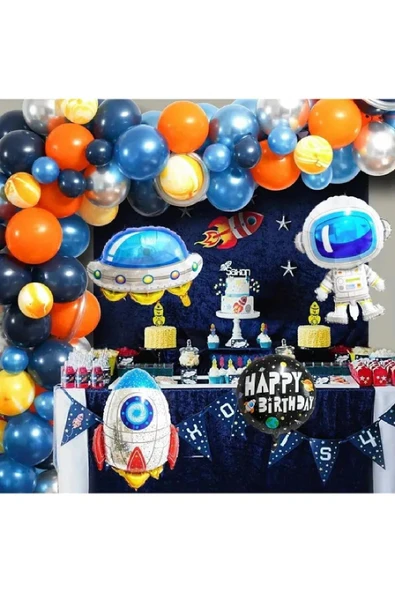 Bkmc Uzay Temalı Doğum Günü Balon Set Doğum Günü Parti Set Süsü - 2