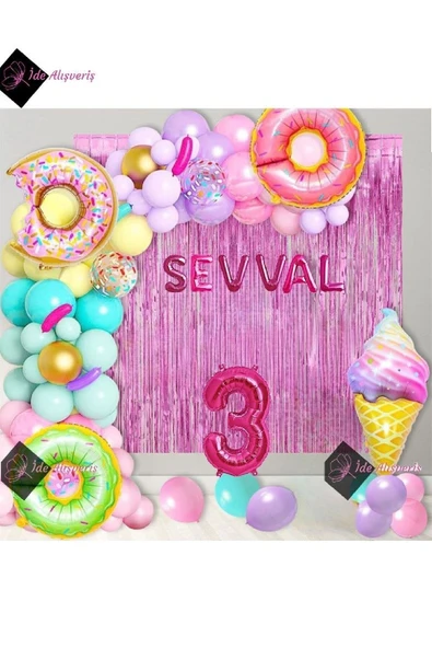 Bkmc 6 Harfli Yaz Sıaklığında Doğum Gününüzü Serinletecek Donatlı Dondurmalı Doğum Günü Parti Seti Süsü3 - Resim 2