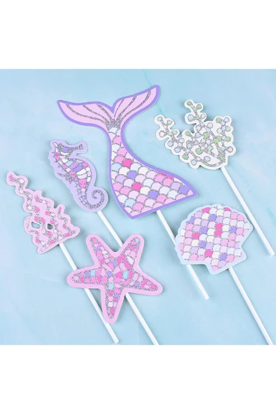 Laviyosa Deniz kızı pasta dekorasyonu, parıltılı deniz kızı pasta dekorasyonu, deniz kızı pasta Süsü - 2