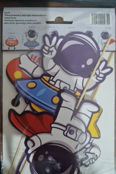 Bkmc 6 adet, Uzay Temalı Doğum Günü Pasta Süsü Uzay Baby Pasta Süsü - 4