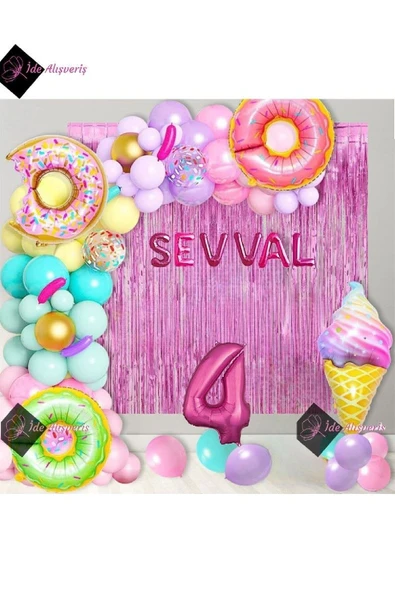 Bkmc 6 Harfli Yaz Sıaklığında Doğum Gününüzü Serinletecek Donatlı Dondurmalı Doğum Günü Parti Seti Süsü4 ürün görseli 1