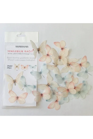 Bkmc Hazır Kesilmiş Renkli Yenilebilir Kelebek