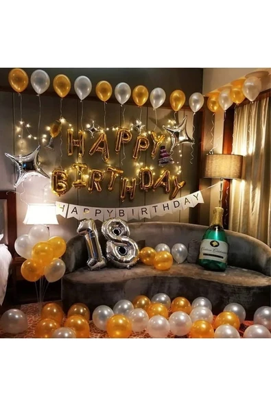 Bkmc Yaş Folyolu Şampanyalı Lüks Doğum Günü Süsü Parti Seti Yaşdeğiştirilir - 3