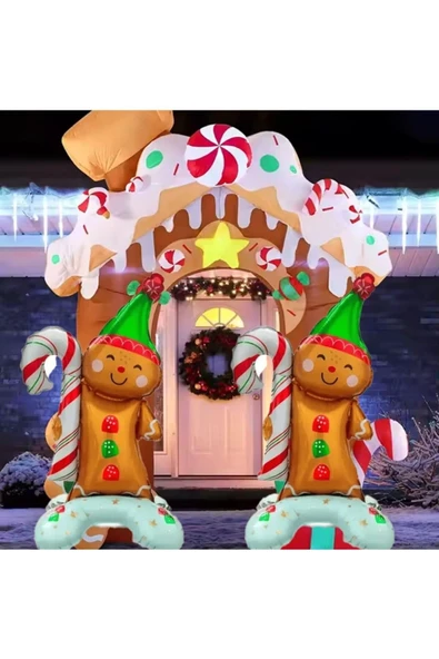 Bkmc Küçük Ayaklı Kurabiye Adam Folyo Balon Yılbaşı Folyo Balonu - Resim 3