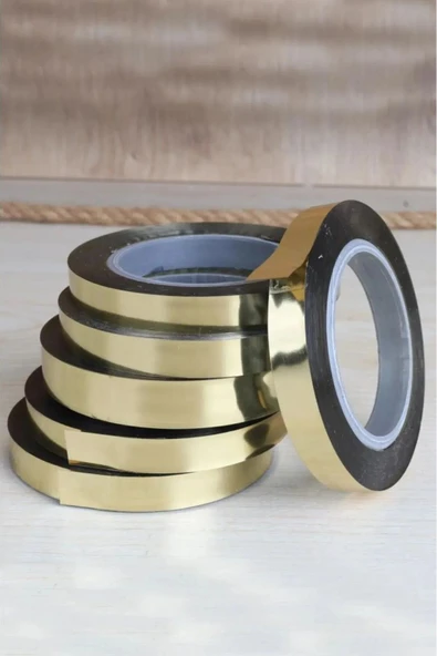 Bkmc Parlak Metalize Gold Altın Rafya - Balon İpi ve Hediye Paketi Süsleme Şeridi - 3