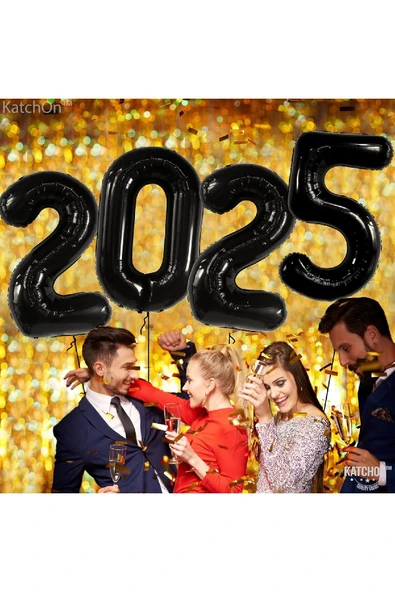 Bkmc Yeni Yıl Büyük 2025 FolyoBalonları 34 İnç Mutlu Yıllar Süslemeleri Yılbaşı Arifesi Parti Malzemeleri - 5