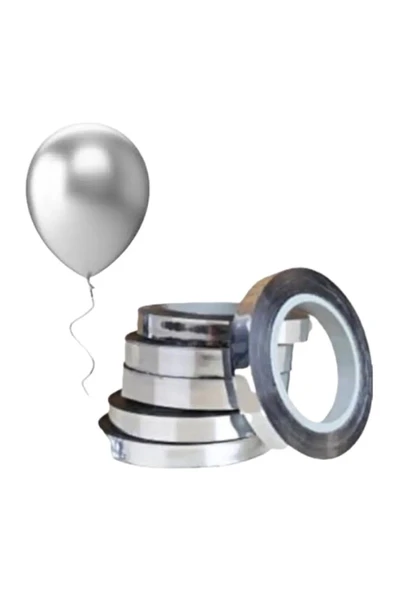 Bkmc Parlak Metalize Silver Gümüş Rafya 25 Metre - Balon İpi ve Hediye Paketi Süsleme Şeridi