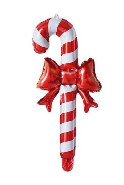 Bkmc Yılbaşı Kurdeleli Baston Folyo Balon 56x27 cm