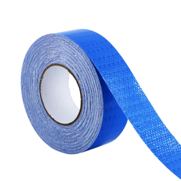 Yapışkanlı Parlayan Reflektörlü En 5 cm Onaysız Reflektif İkaz Bandı 1 Metre Mavi Renk Şerit Bant - 5