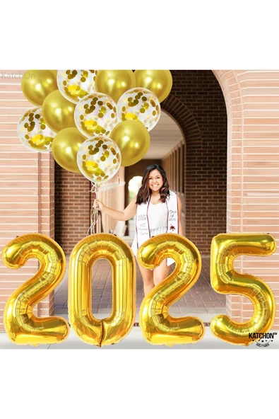 Bkmc Gold 2025 Balonları 18'li Paket  Yılbaşı Gecesi Parti Malzemeleri İçin Mutlu Yıllar Balonları Süsü - Resim 2
