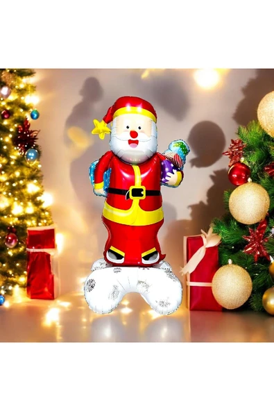 Bkmc Ayaklı Büyük Noel Baba Folyo Balon Yılbaşı Noel Baba Balonu