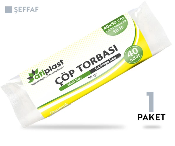 Atiplast Çöp Torbası Standart Mini Boy 80 gr 40 x 50 cm Şeffaf - 2