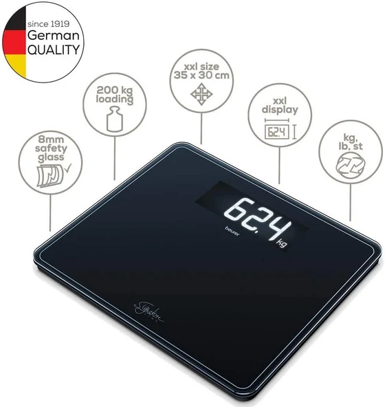 Beurer Gs 410 SignatureLine Siyah cam banyo tartısı - 5