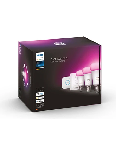 Philips Hue WCA 9-75W E27 Renkli Akıllı Ampul 3'lü Başlangıç Seti (Kumandalı)