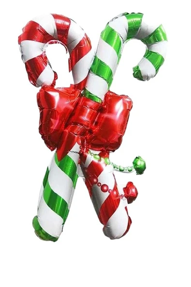 Bkmc Kırmızı Yeşil Baston Folyo Balon Yılbaşı Folyo Balonu - Resim 5
