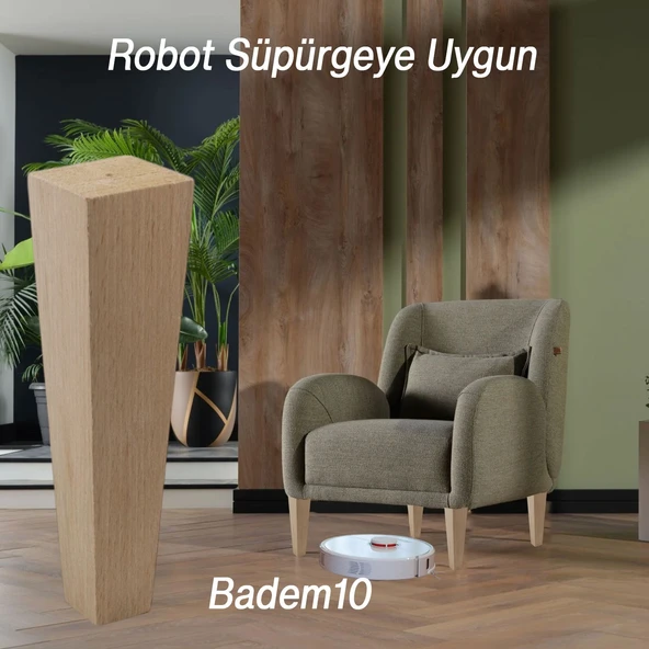 Ahşap Ayak 4 Adet 25 cm Kare Bağlantı Aparatı Dahil Mobilya Koltuk Kanepe Sehpa Masa Ayağı Ayakları - 5