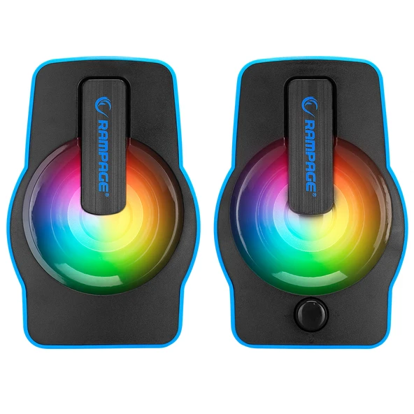 Rampage RMS-G7 FALSETTO 2.0 6 Watt RGB Ledli Mavi Multimedia Gaming USB Speaker - 2