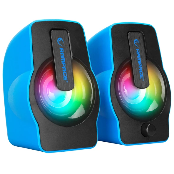 Rampage RMS-G7 FALSETTO 2.0 6 Watt RGB Ledli Mavi Multimedia Gaming USB Speaker - 4