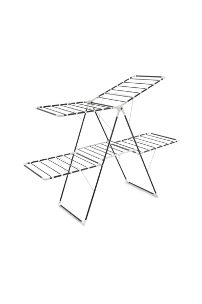 CNR Çamaşırlık Kurutmalık Askılığı Linda Iki Katlı Pp Antrasit Özel Tasarım Mandallık Hediyeli - 3