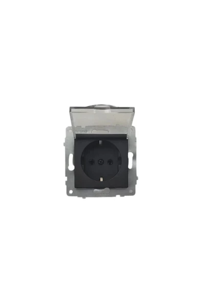 OVİVO SİYAH KAPAKLI PRİZ + ÇERÇEVE - Resim 3
