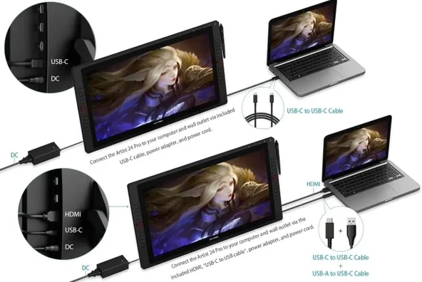 XP Pen Artist 24 Pro Çizim Monitörü 2K QHD Çizim Kalemi - 8