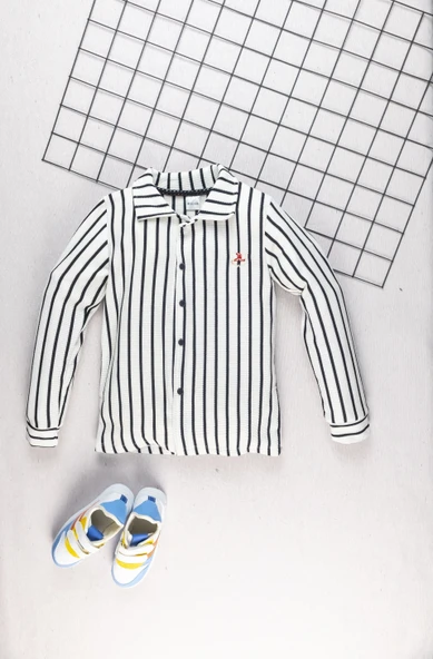 Erkek Çocuk Takım –Çizgili Gömlek ve Siyah Pantolon Kombini I Günlük ve Özel Günler İçin Çocuk Takım - 4