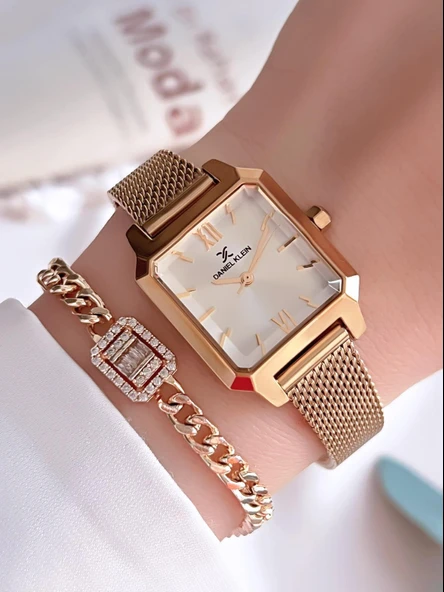 Daniel Klein Spor Hasır Kordon Köşeli Kasa 2 Yıl Garantili Kadın Kol Saati+Bileklik BDK.10791.2 ürün görseli