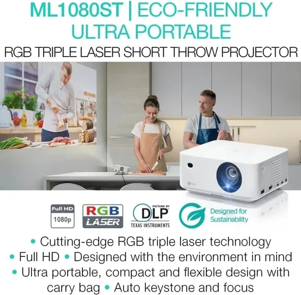 Optoma ML1080 Ultra Taşınabilir Full HD Lazer Projektör - 6