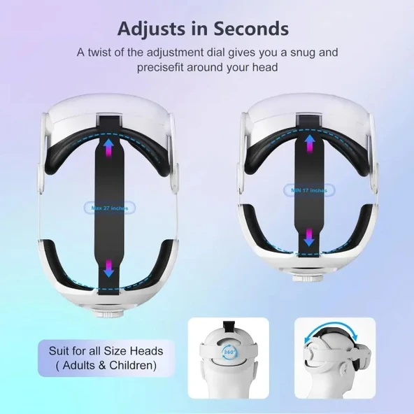 Meta Oculus Quest 3 için Yükseltilmiş Kafa Bandı - 3