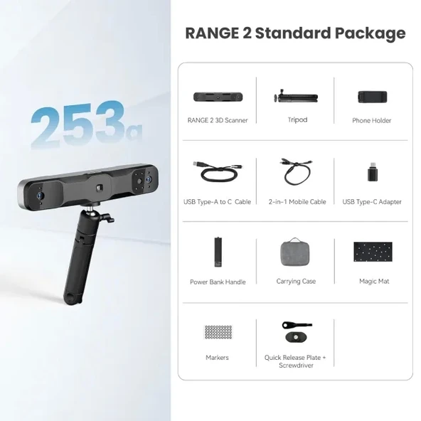Revopoint 3D Baskı için RANGE 2 3D Tarayıcı El Tipi - 6