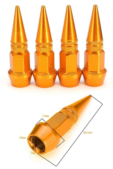 Oto Araba Sibop Kapağı Seti Metal Sivri 4'lü Set Gold 60 Mm - 4