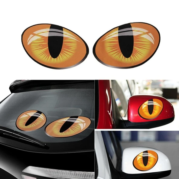 Oto Sticker Kedi Gözü 3D Arma Araba Logo Sağ - Sol 2 Adet (425370157)