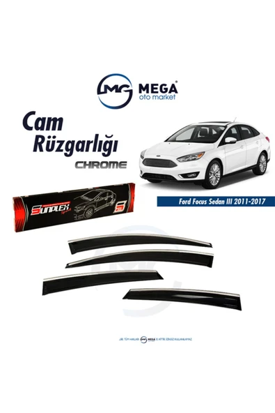 Mega Oto Market Sunpleks Krom Cam Rüzgarlığı Focus 3-4 HB-SD Sedan 2011- Sonrası ile uyumlu