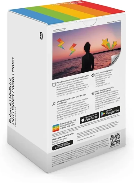 Polaroid Hi-Print - Bluetooth Fotoğraf Yazıcısı ve Kağıt İkili Paketi Beyaz