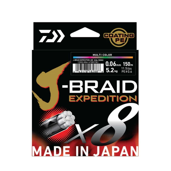 JBRAID EXPEDITION 8 BRAID 150M, SMASH ORANGE, İP MİSİNA  Standart 0,13MM - 2