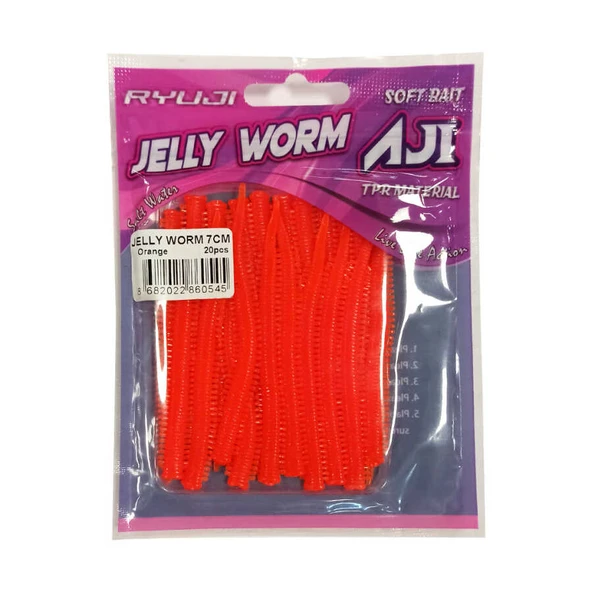 RYUJI JELLY WORM TPR 7.5CM, 20AD.  ORANGE Standart - 2