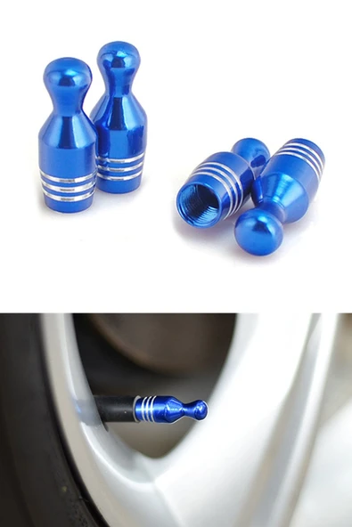 Oto Araba Sibop Kapağı Seti Metal Bowling 4'lü Set Mavi - 2