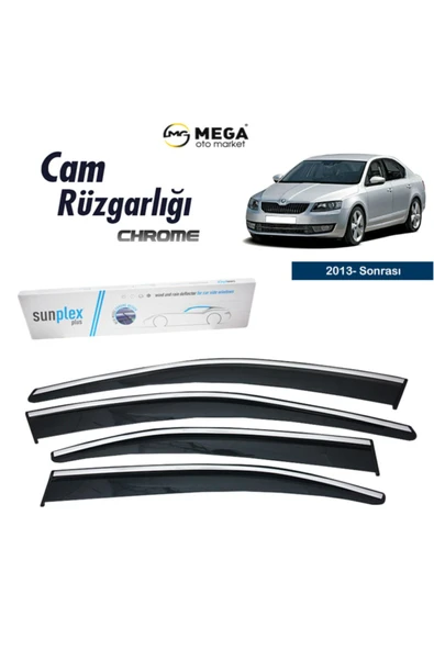 Mega Oto Market Sunpleks Krom Cam Rüzgarlığı Skoda Octavia 2013- Sonrası ile uyumlu