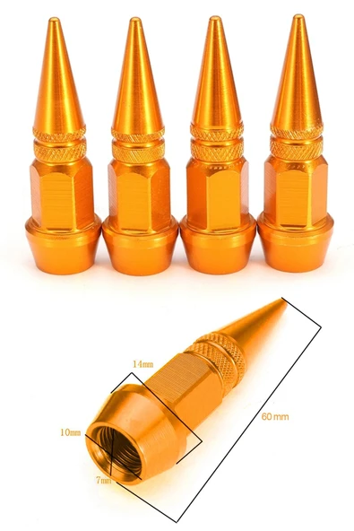 Oto Araba Sibop Kapağı Seti Metal Sivri 4'lü Set Gold 60 Mm - 2