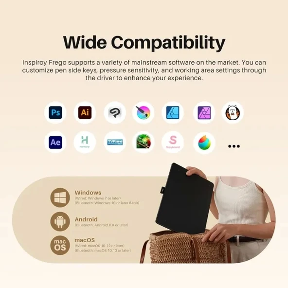 HUION Inspiroy Q11K V2 Kablosuz Grafik Çizim Tabletleri - 7