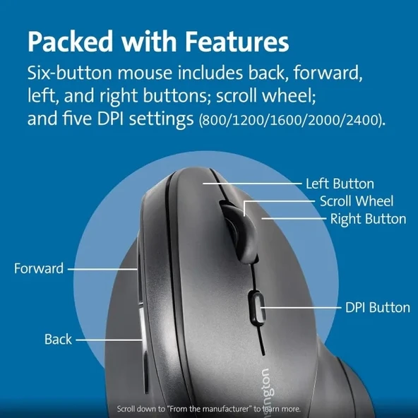 Kensington Ergonomik Dikey Kablosuz Fare (K75575WW) - 4